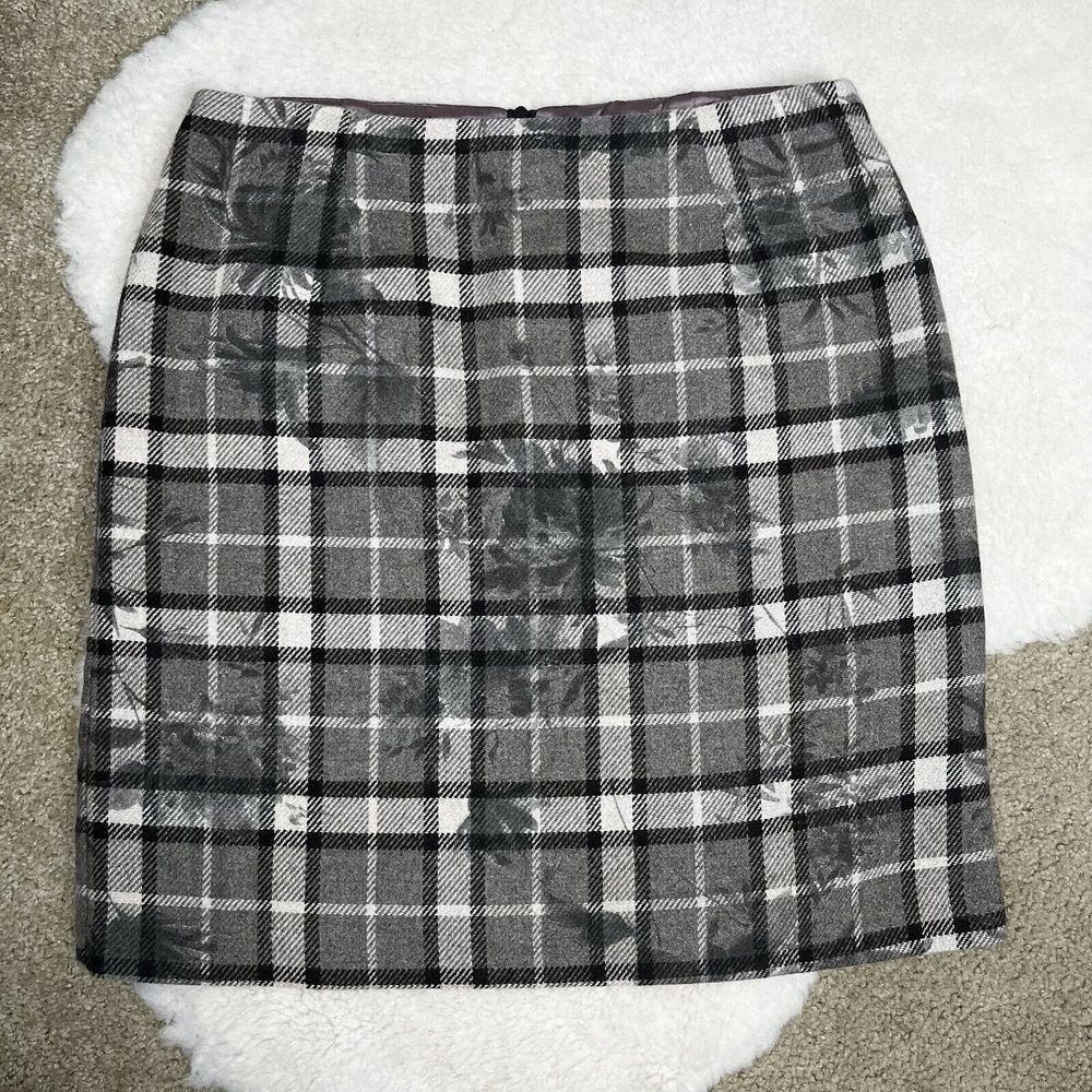 Tailor B. Moss Wool Blend Floral Plaid Mini Skirt‎ Preppy Vented Women's Size 8